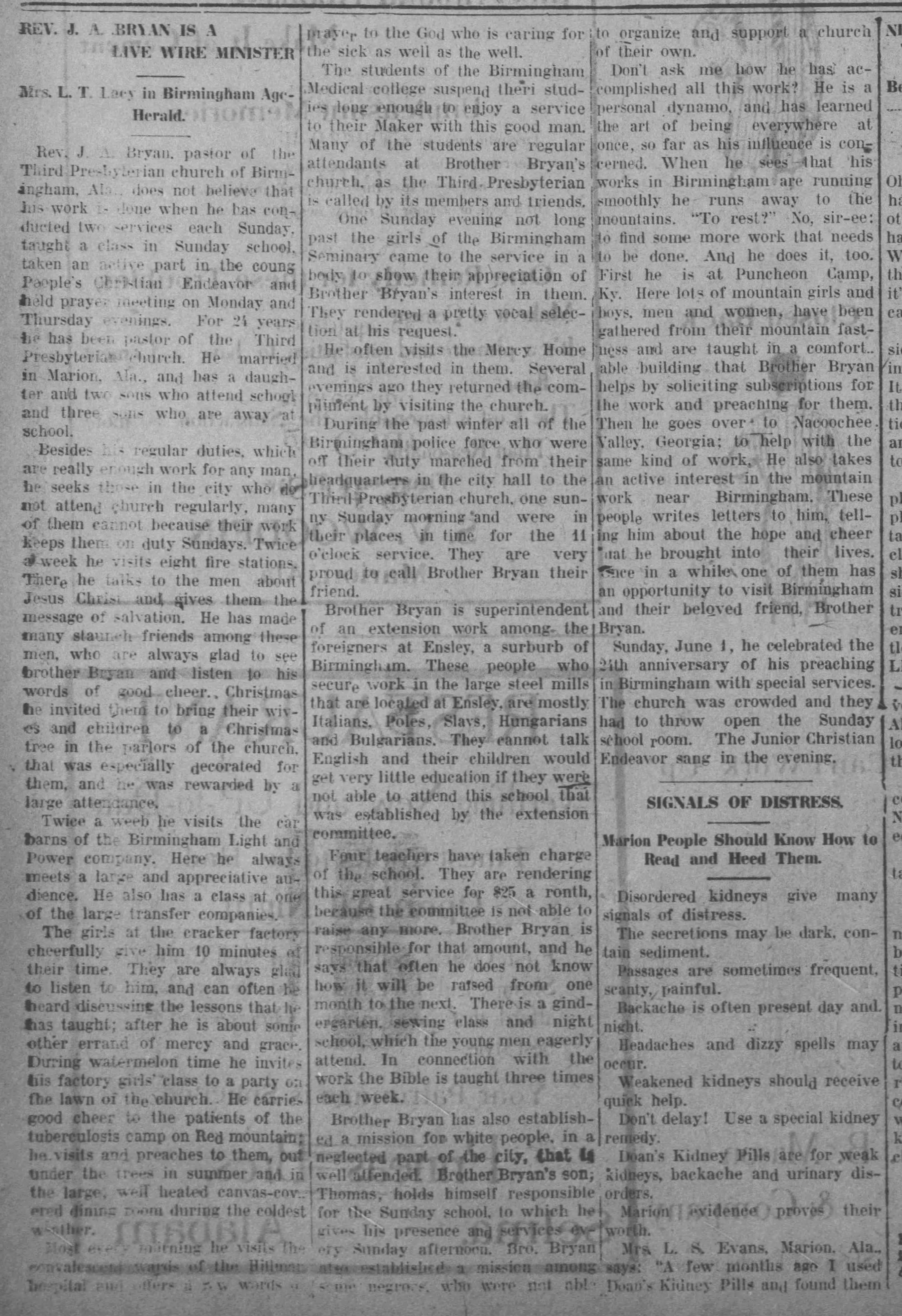 Rev. J.A. Bryan Is A Live Wire Minister